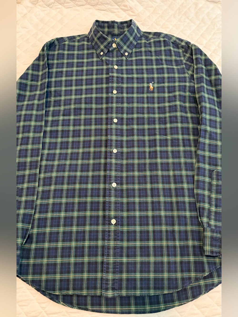 Ralph Lauren Navy and Green Plaid Button-Down Shirt